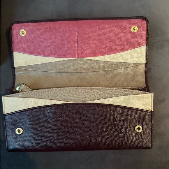 **Full inclusion Prada** Bordeaux/Multicolor Saffiano Leather Wallet - Picture 11 of 15